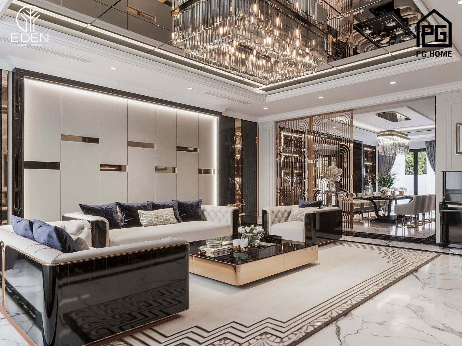 Mẫu thiết kế phòng khách theo phong cách Luxury 11