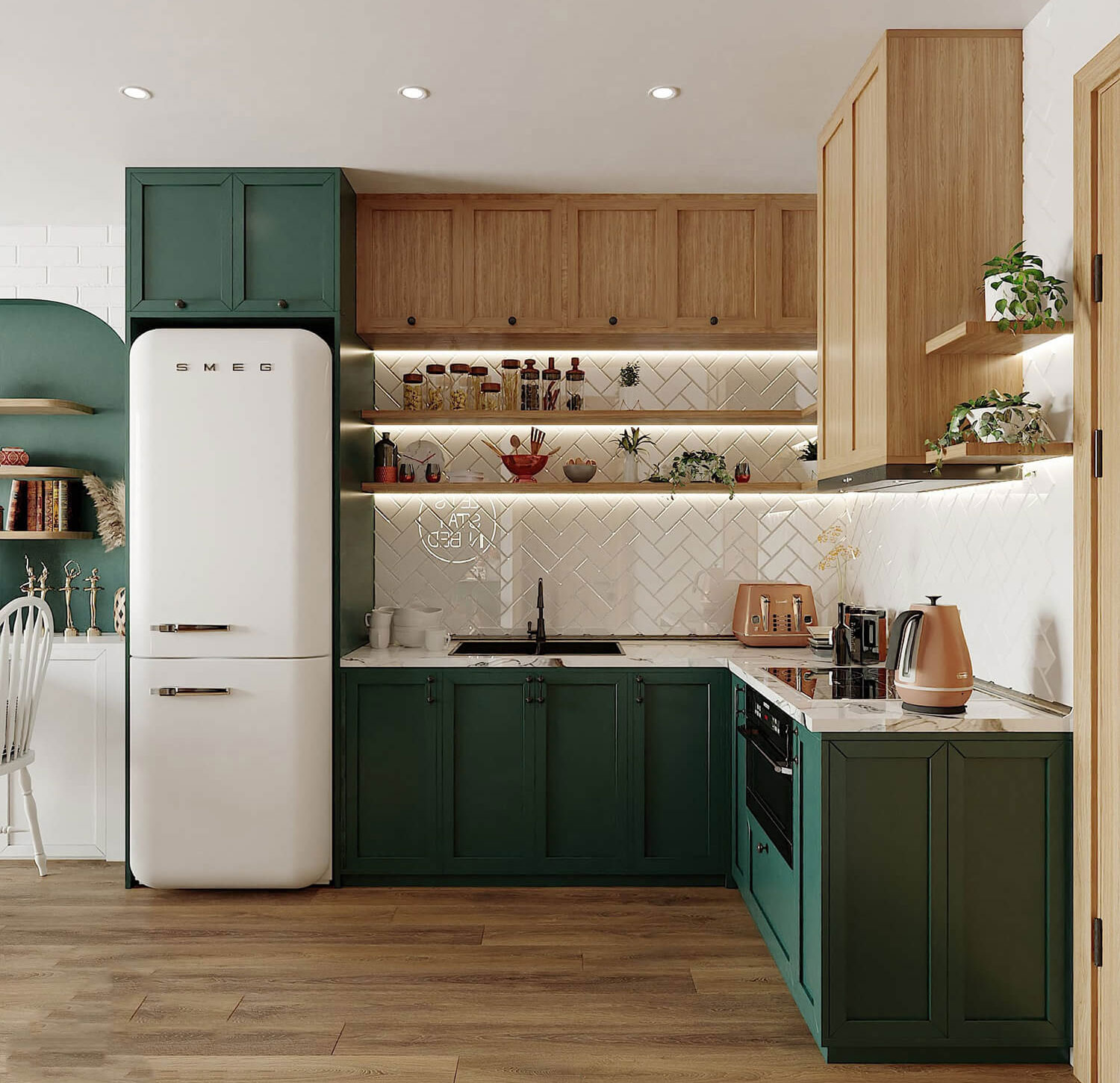 Phong cách thiết kế nội thất phong cách Tropical phòng bếp 1