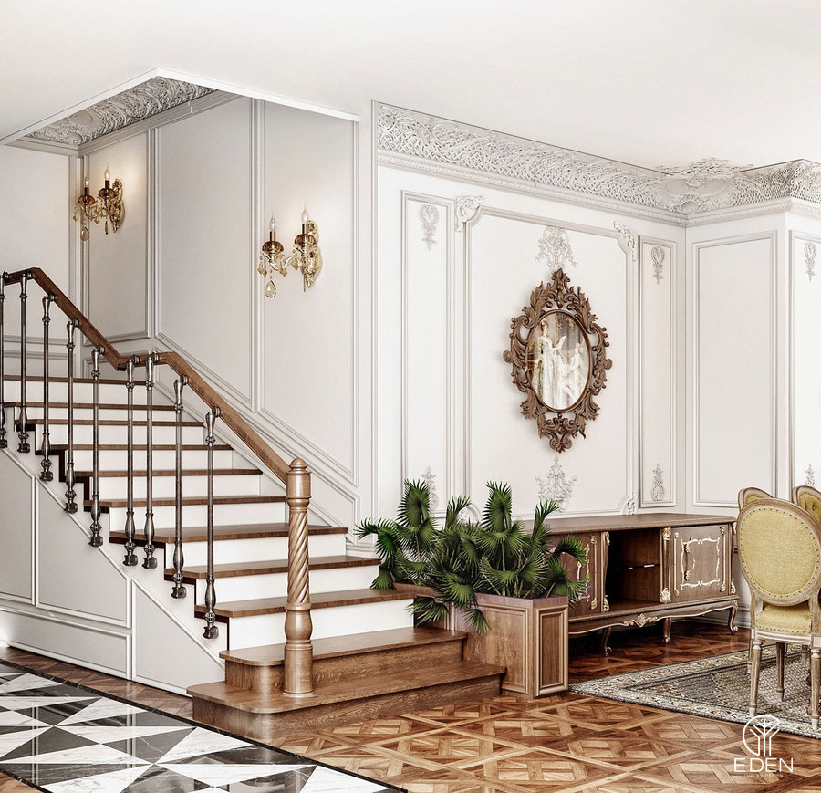 Phòng khách 25m2 được thiết kế theo phong cách hiện đại với nội thất gỗ
