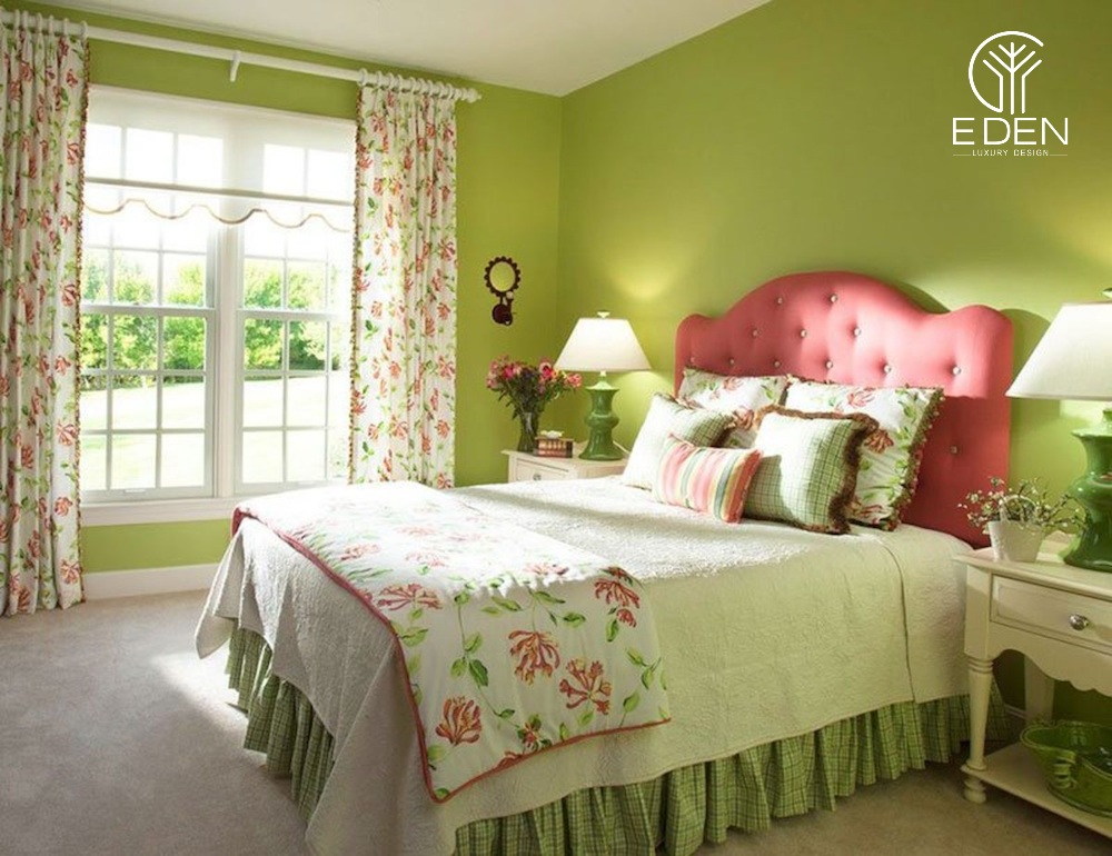 Một chiếc giường kết hợp màu hồng xanh vô cùng đậm chất Kim Ngưu