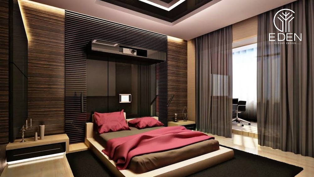 Phong cách Luxury sử dụng giường màu đỏ lụa vô cùng sang chảnh dành cho Sư Tử
