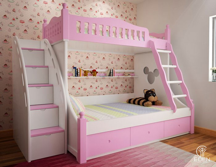 Nội thất phòng ngủ màu hồng đẹp mắt hình 1 