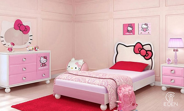 Decal dán tường phòng ngủ màu hồng hình 3 