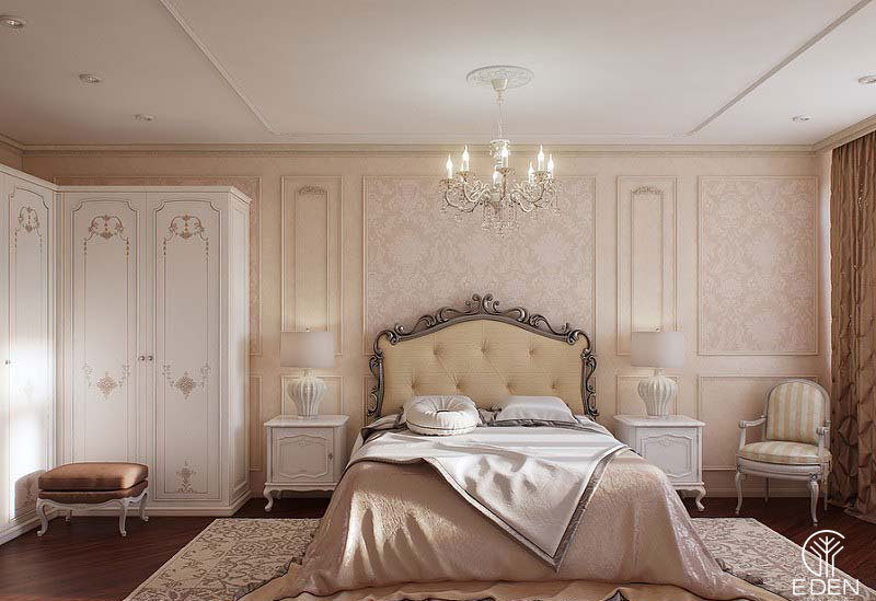 Phòng ngủ màu hồng pastel cổ điển hình 1