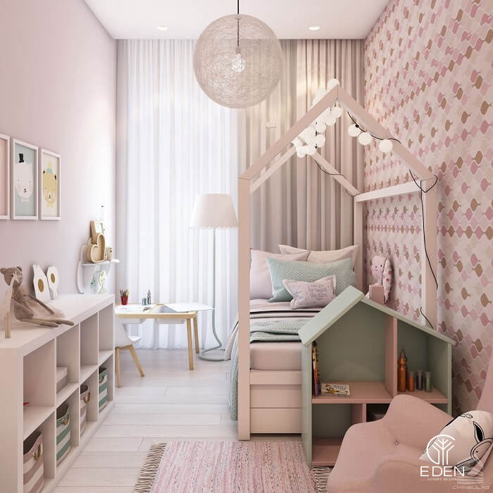 Phòng ngủ màu hồng hiện đại hình 1