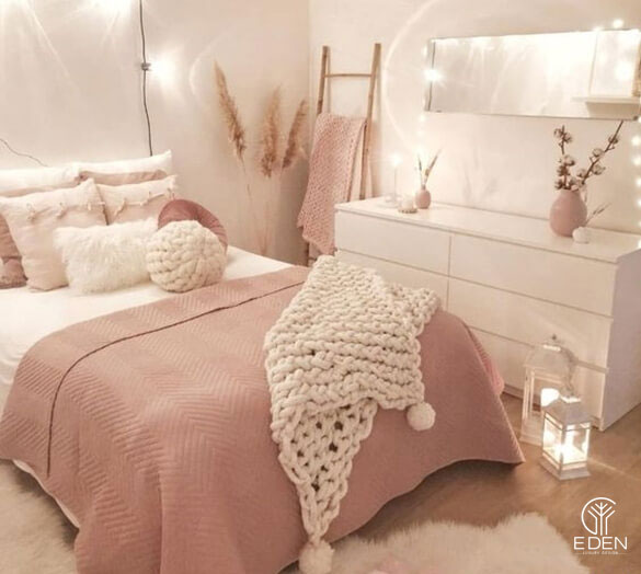 Phòng ngủ thiết kế màu hồng 