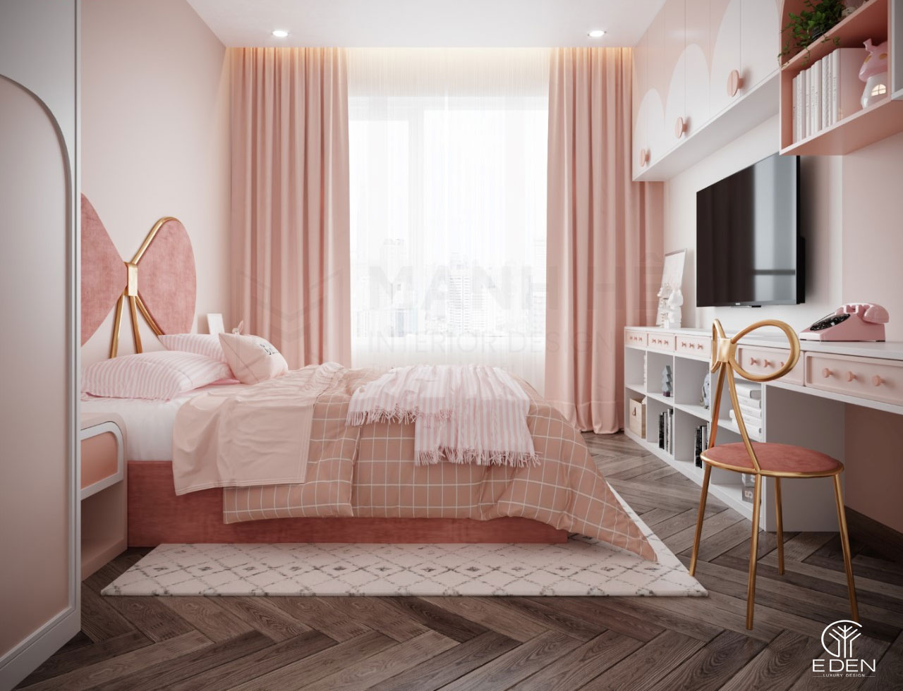 10 mẫu sơn phòng ngủ màu hồng đẹp lịm tim  Gỗ Trang Trí