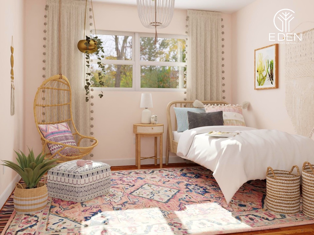 Mẫu trang trí phòng ngủ phong cách Bohemian sử dụng nội thất đặc trưng