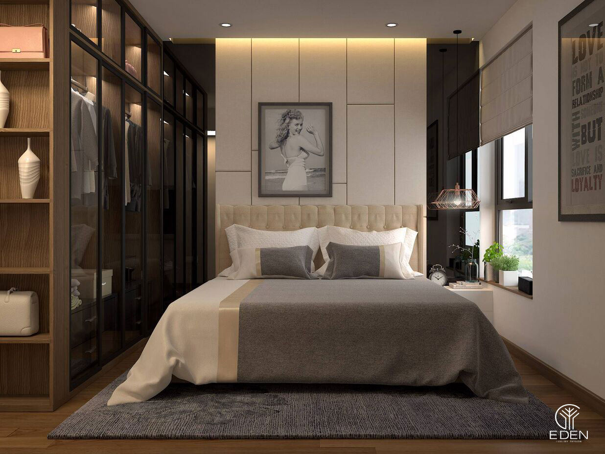 Không gian nội thất phòng ngủ theo phong cách thiết kế tân cổ điển 12m2 mẫu 2