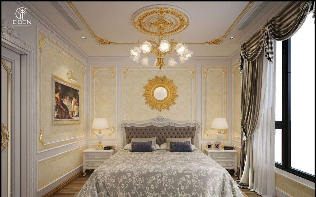 Phong cách thiết kế phòng ngủ 12m2 theo phong cách cổ điển mẫu 3