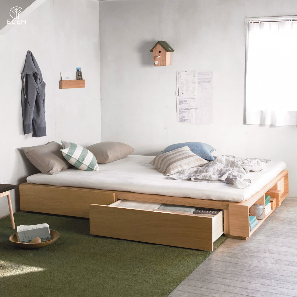 Phòng ngủ 12m2 cho nam với thiết kế đơn giản và đầy đủ tiện ích mẫu 5