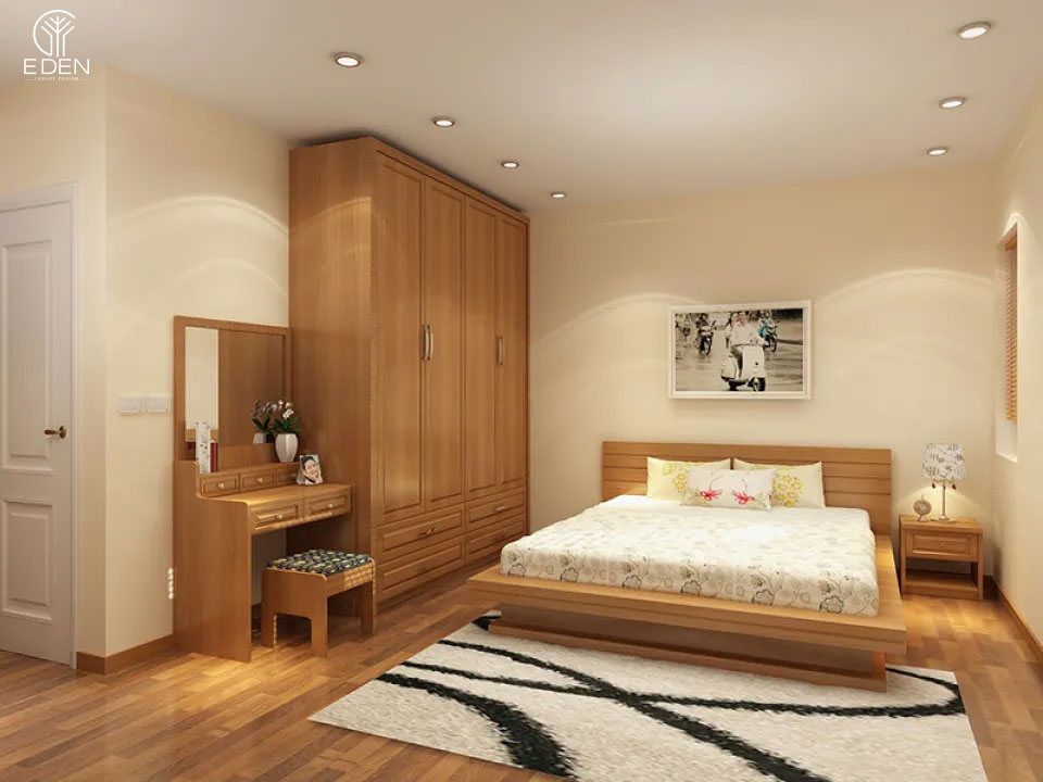 Phòng ngủ 15m2 bằng chất liệu gỗ mẫu 3
