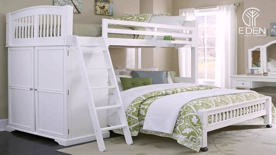 Mẫu 5: Phòng ngủ giường tầng dành cho bố mẹ và bé không quá cầu kỳ nhưng vẫn có được độ thẩm mỹ cao