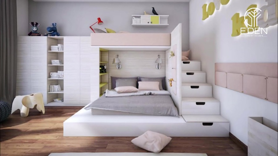 Hồng nhạt là một trong những gam màu phù hợp khi thiết kế phòng ngủ chung cho bố mẹ và con