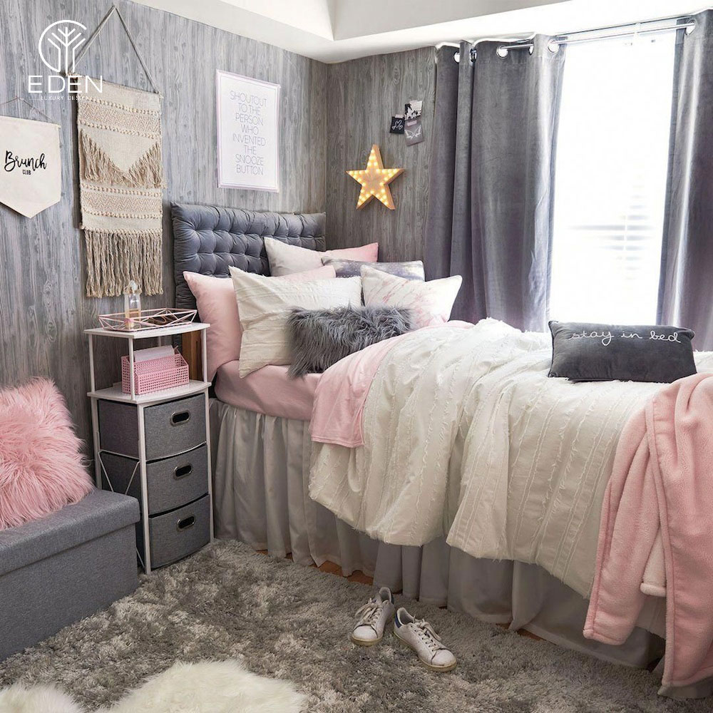 Gam hồng xinh xắn cho các bé khi thiết kế phòng ngủ hình chữ nhật
