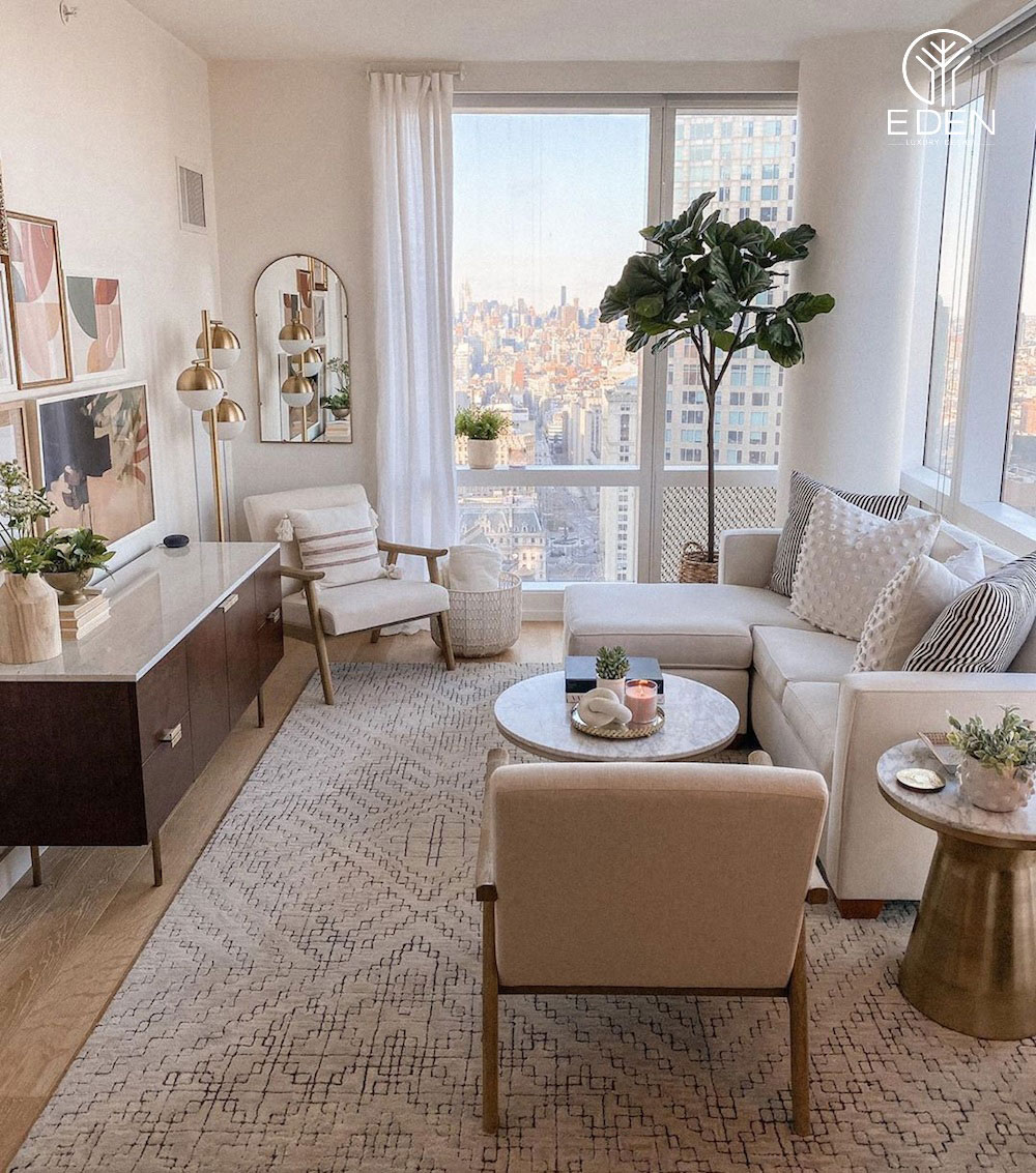 Decor phòng khách nhỏ cho căn hộ theo phong cách đơn giản, nhẹ nhàng
