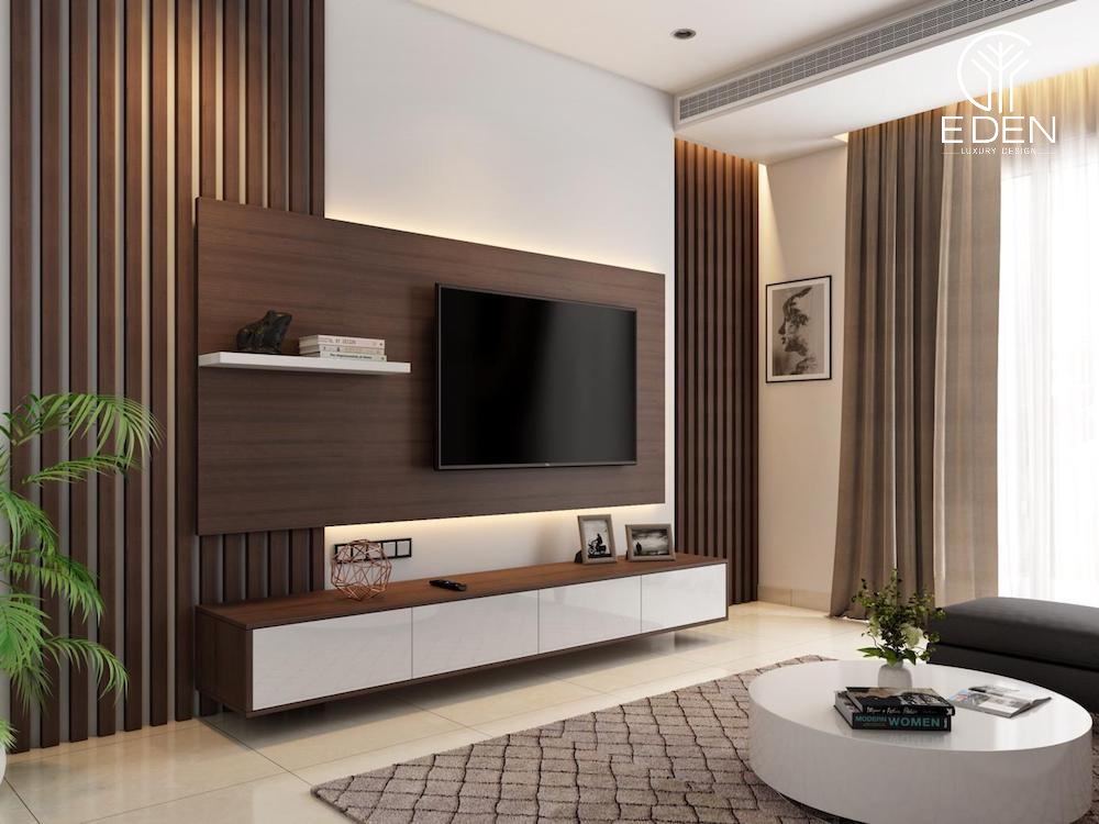 Tận dụng tối đa lam gỗ trong trang trí nội thất phòng khách căn hộ