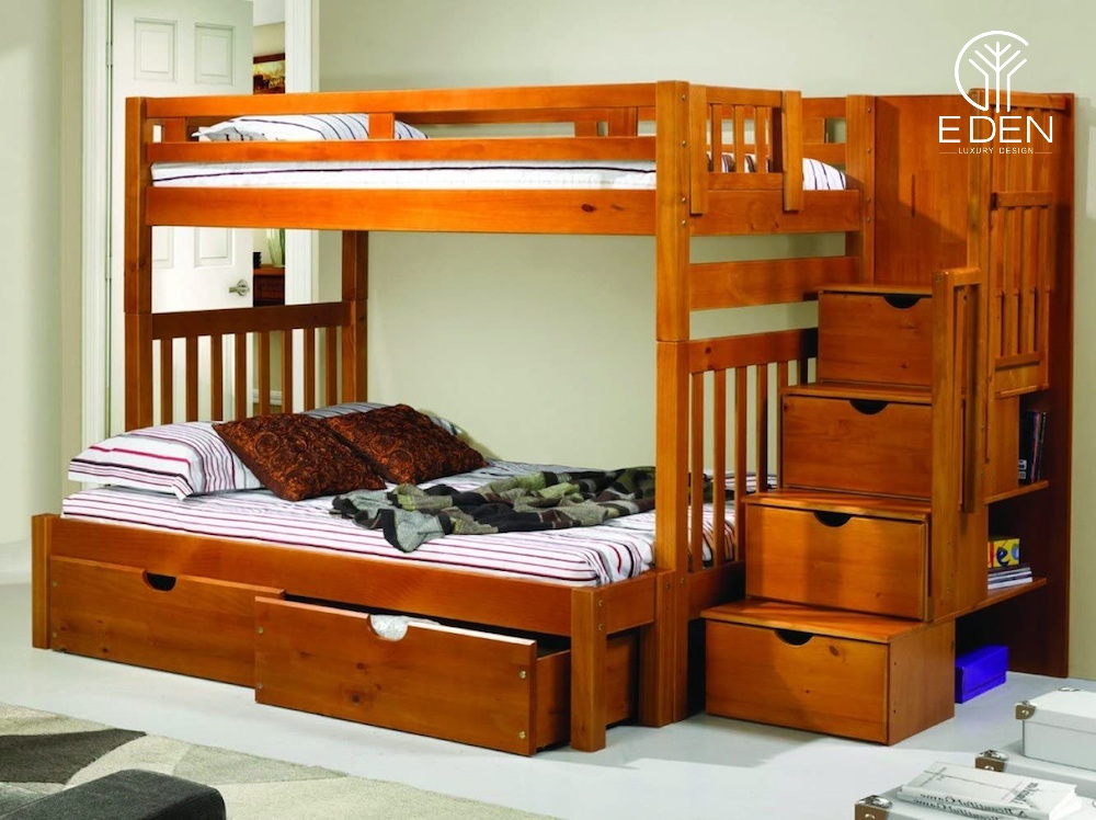Mẫu thiết kế giường tầng người lớn chất liệu gỗ cao cấp