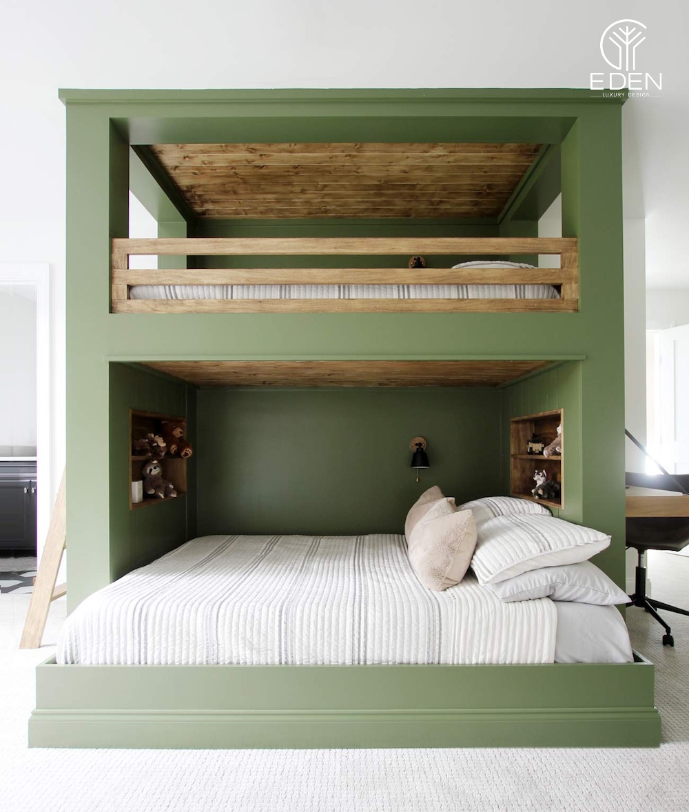 Mẫu giường tầng màu xanh ngọc bích hiện đại, sang trọng