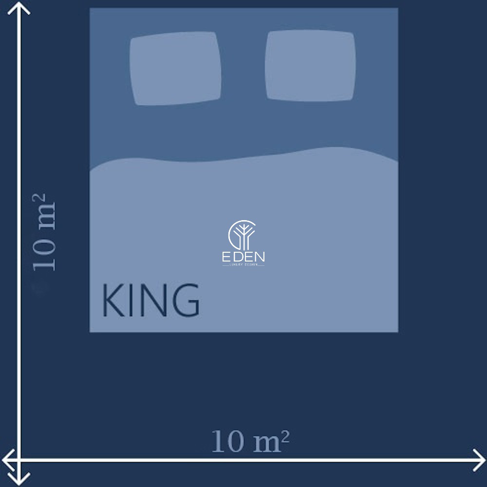 Phòng ngủ 10m2 và giường ngủ King