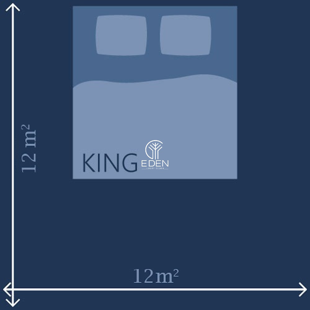 Phòng ngủ 12m2 và giường ngủ King