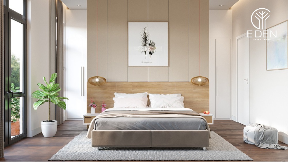 Phòng ngủ cũng được hạn chế nội thất để tạo không gian rộng rãi