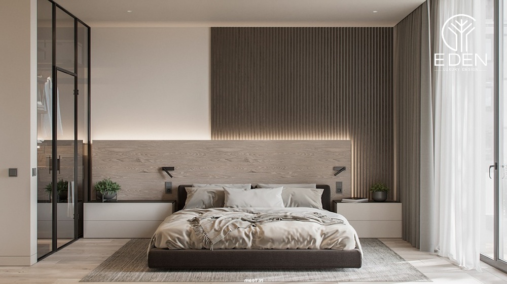 Phòng ngủ hiện đại với nội thất được tối giản tối đa