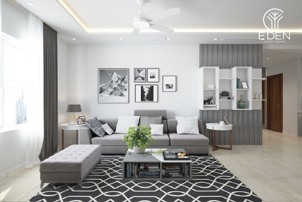 Phòng khách chung cư hiện đại với phong cách tối giản