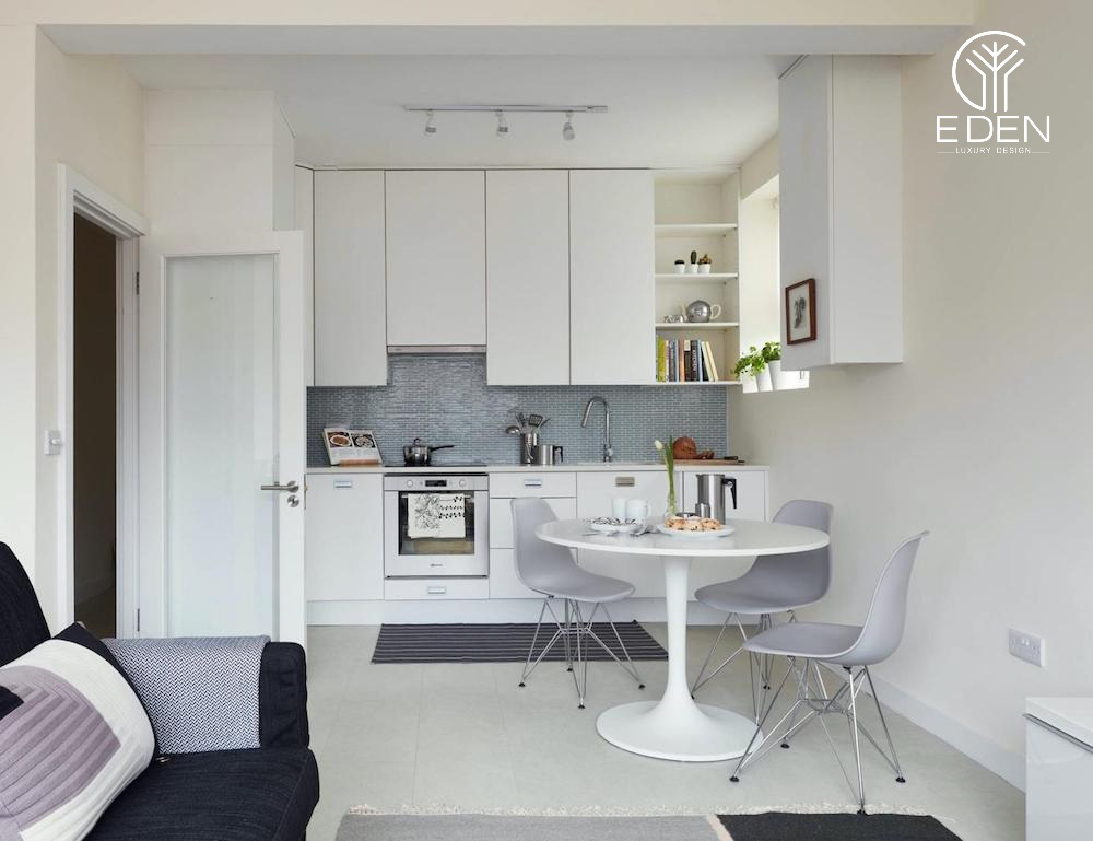 Thiết kế nội thất phòng khách liền bếp tuyệt đẹp 2023