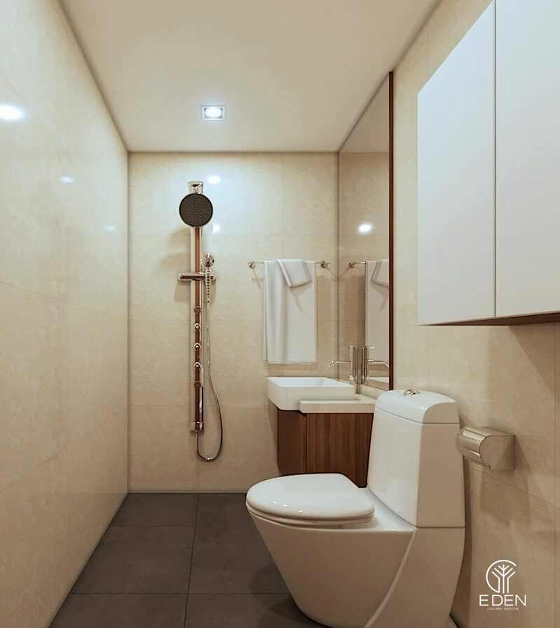 Nhà vệ sinh nhỏ 1m2 được thiết kế đơn giản nhưng rất tinh tế và sang trọng 6
