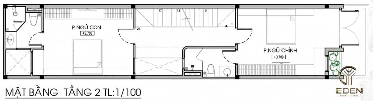Bản vẽ thiết kế nhà 4x18m tầng 2