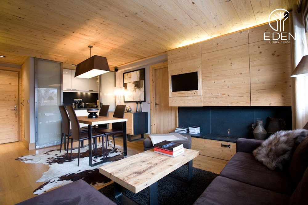 Chất liệu gỗ làm chủ đạo cho mẫu thiết kế nội thất căn hộ 60m2