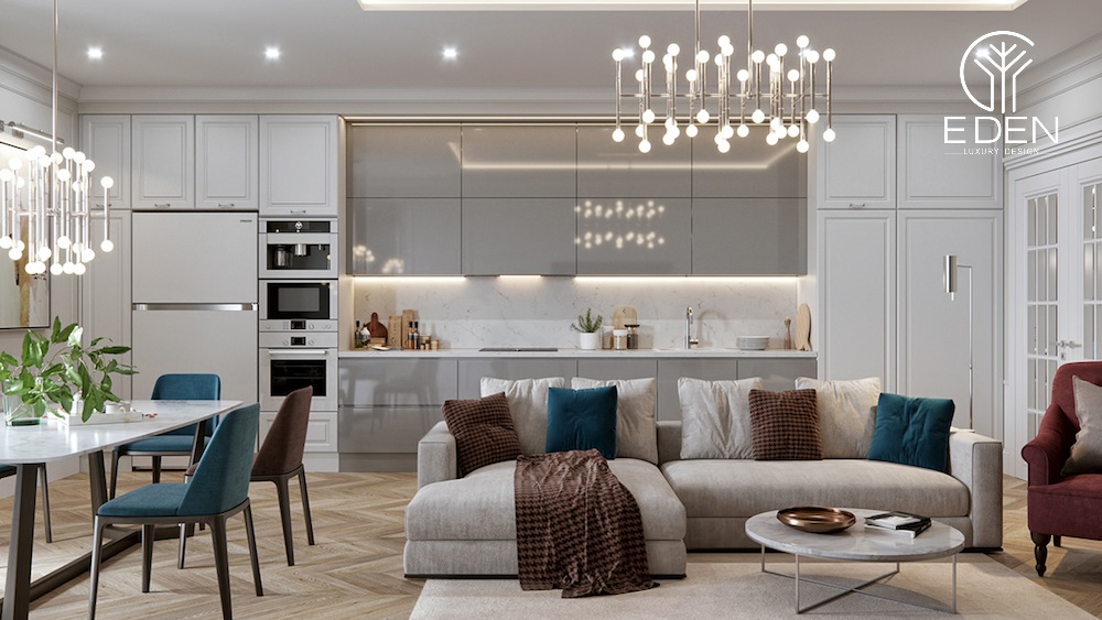 Áp dụng phong cách tân cổ điển vào thiết kế nội thất căn hộ chung cư 60m2
