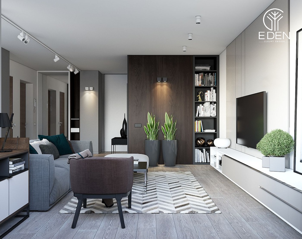 Thiết kế không gian phòng khách với nội thất hiện đại