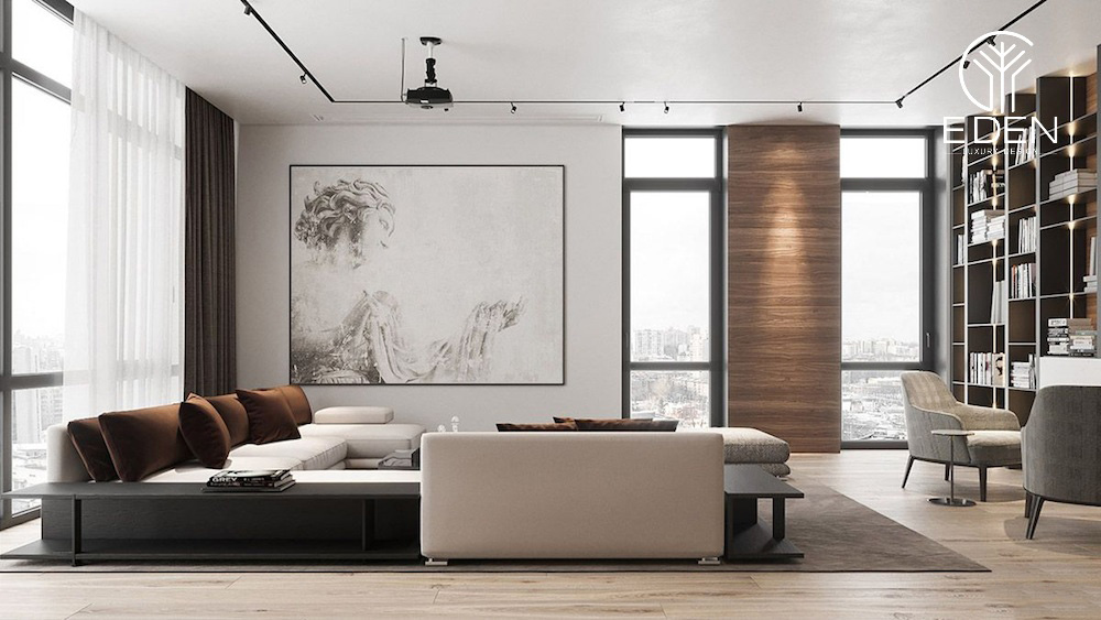 Không gian rộng với nội thất hiện đại cho phòng khách