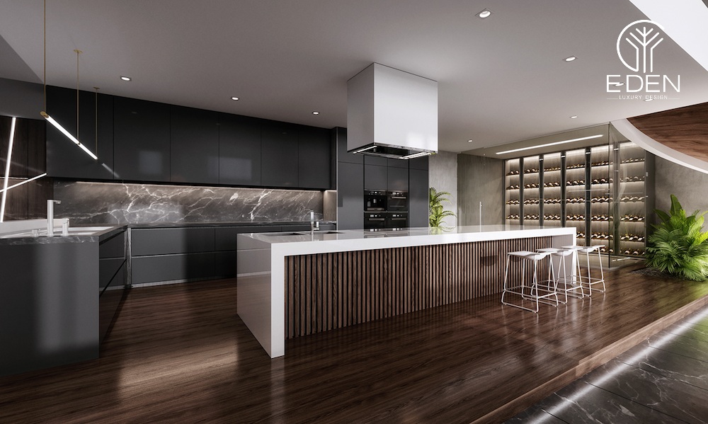 Phòng bếp Penthouse sẽ vô cùng hiện đại bằng việc sử dụng đá Marble cao cấp