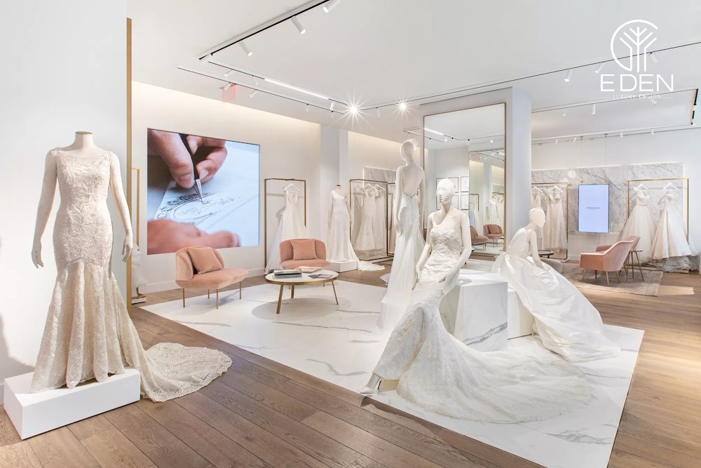 Thiết kế showroom áo cưới đẹp với phong cách nhẹ nhàng, dịu dàng