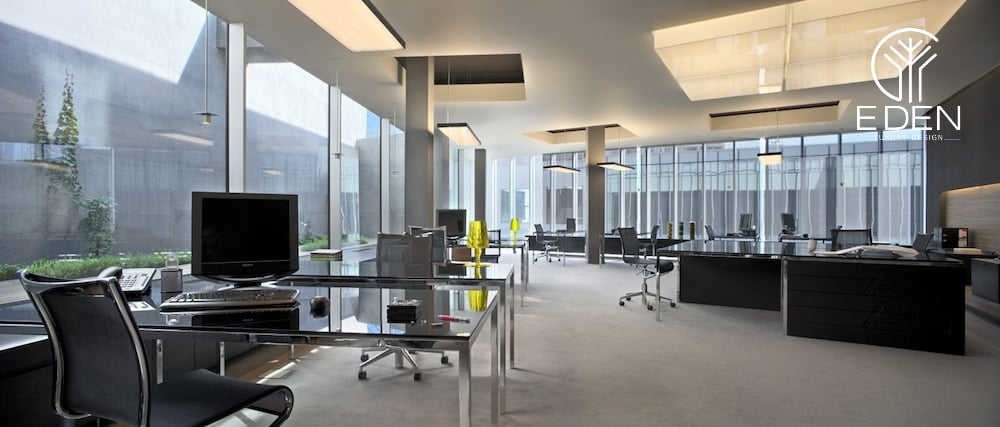 Văn phòng có diện tích sàn 90m2 với thiết kế đơn giản mà cao cấp