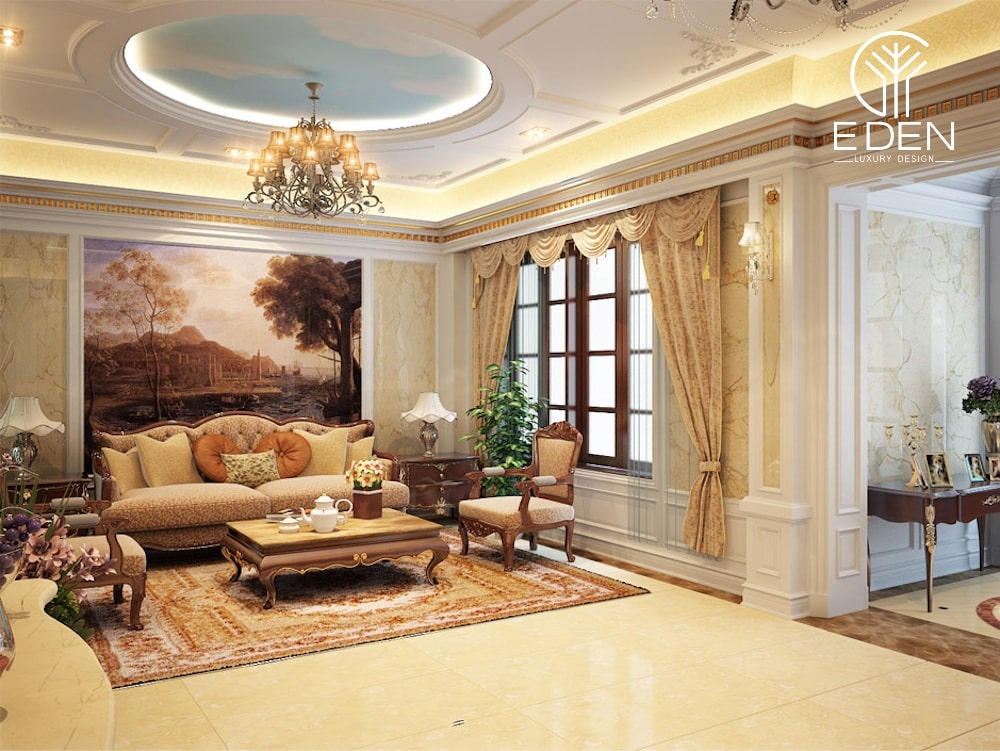 Mẫu thiết kế gạch thảm phòng khách quý tộc cho những căn villa đẳng cấp