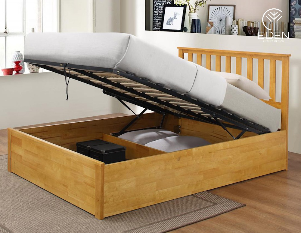Gỗ cao su ứng dụng trong với thiết kế giường ngủ thông minh có thể nâng hạ tiện lợi