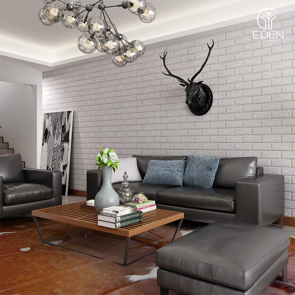 Trang trí phòng khách bằng xốp dán tường 3D sang trọng, hiện đại