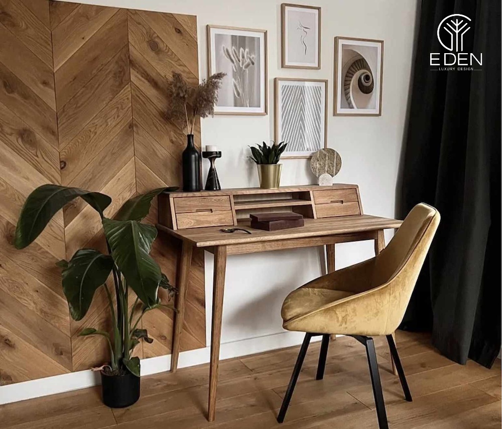 Mẫu bàn làm việc cho phòng ngủ từ gỗ tự nhiên dành cho phòng ngủ theo phong cách Vintage