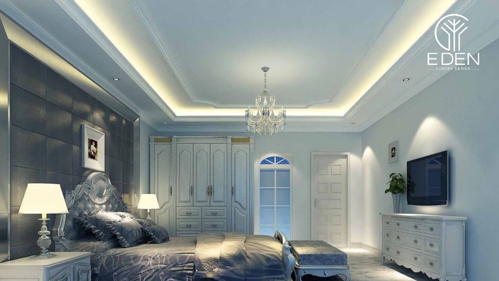Đèn hắt trần tuy đơn giản nhưng sẽ là điểm nhấn cho phòng ngủ sang trọng và hiện đại
