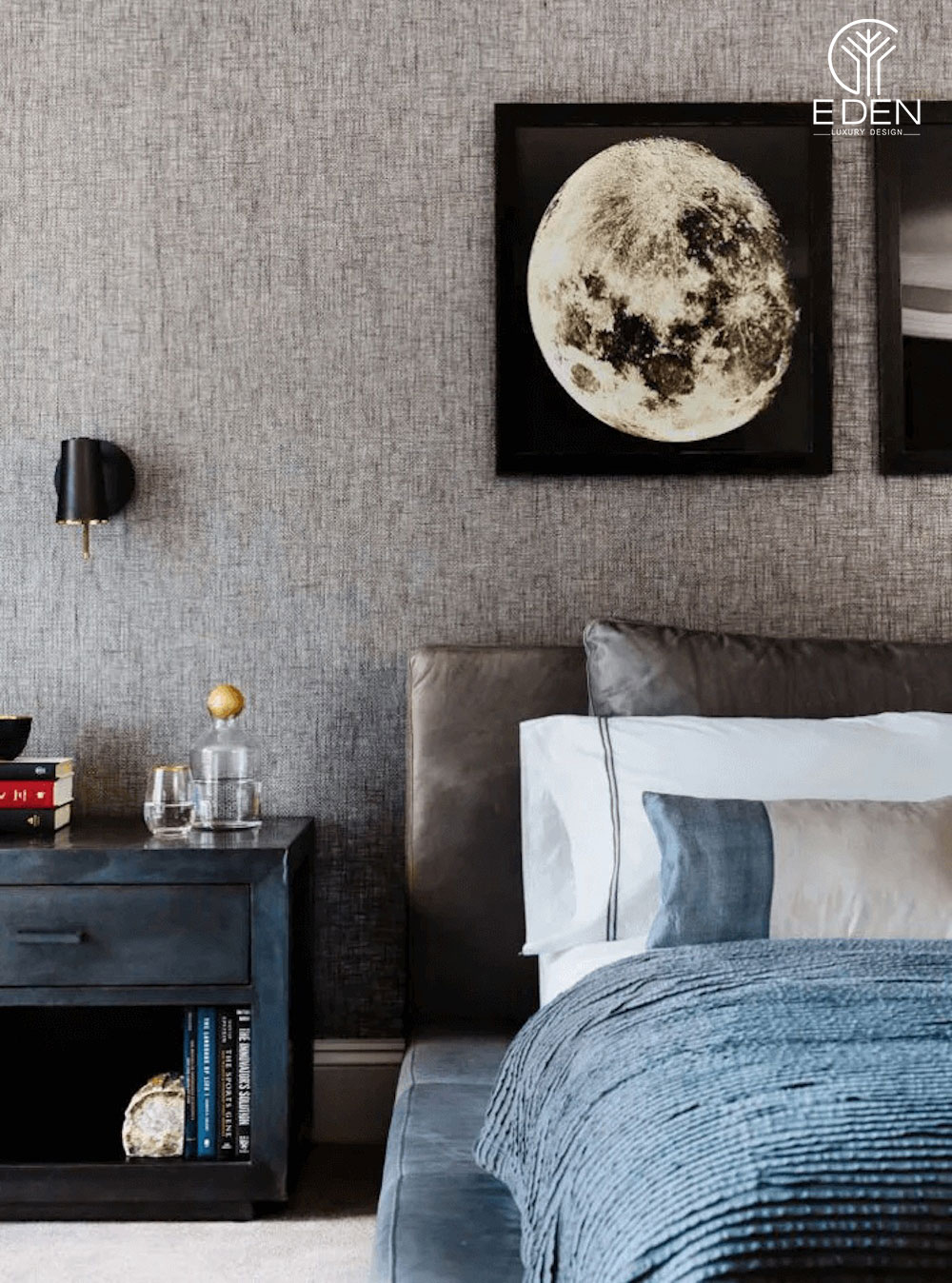 Mẫu vải dán tường thanh lịch cho phòng ngủ theo phong cách hiện đại và tối giản