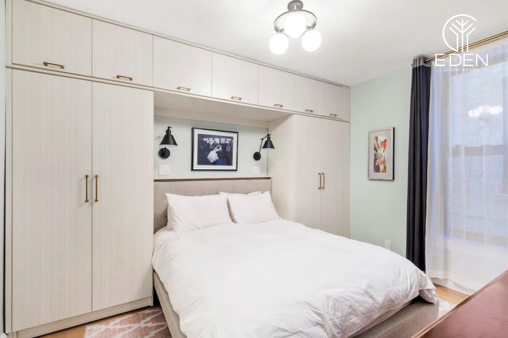 Tủ quần áo thông minh thiết kế liền giường là phương án nên dùng cho phòng ngủ nhỏ