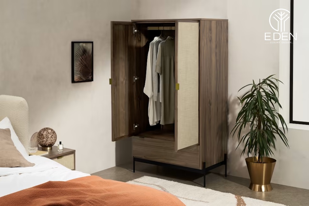 Thiết kế tủ quần áo 2 cánh đơn giản dành cho phòng ngủ diện tích nhỏ