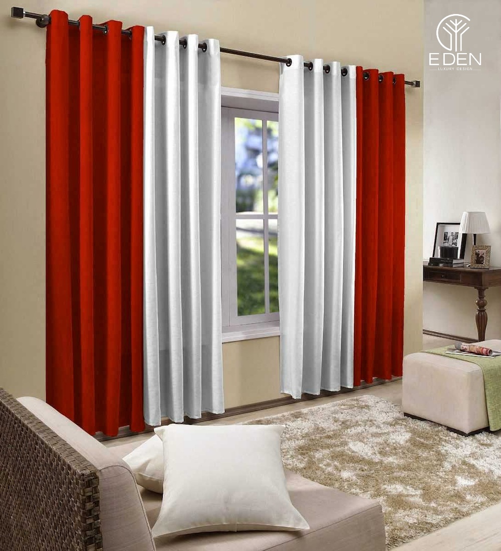 Kết hợp tone màu đỏ và trắng khi thiết kế rèm cửa sổ