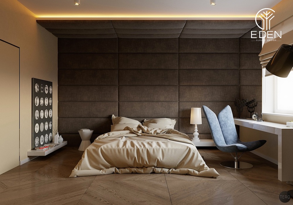 Gạch lát sàn hình vuông được sử dụng phổ biến trong thiết kế phòng ngủ