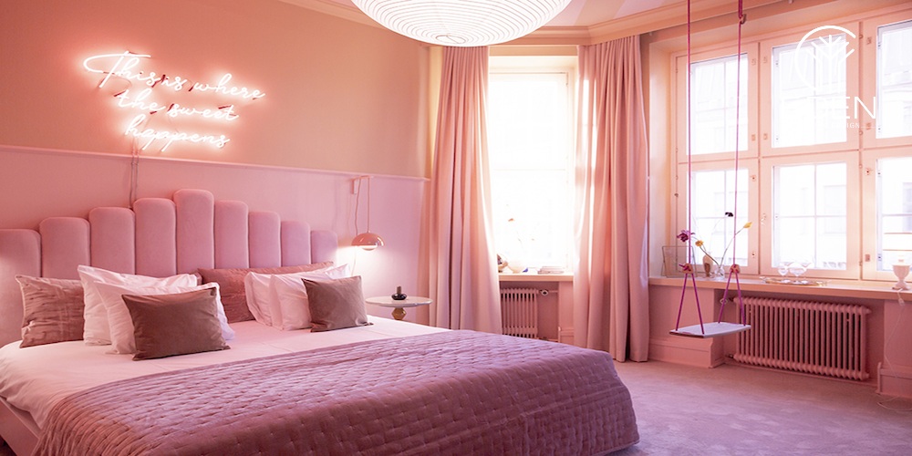 Phòng ngủ có màu sơn màu hồng, ngọt ngào và dịu dàng