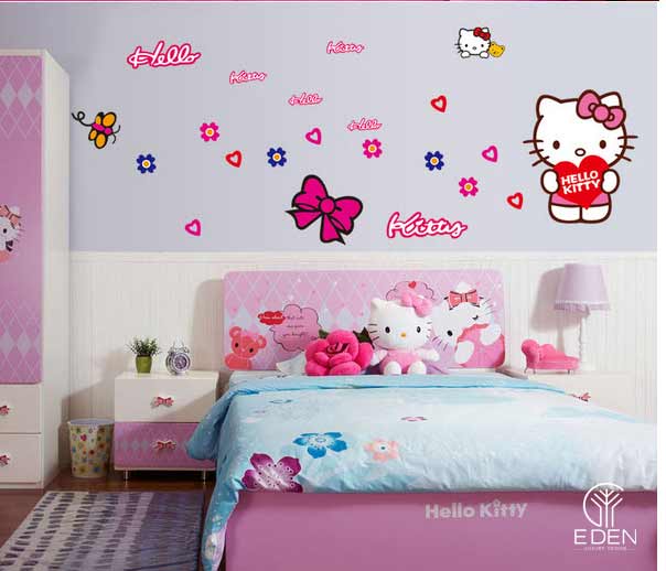 Giấy dán tường cho phòng ngủ Hello Kitty